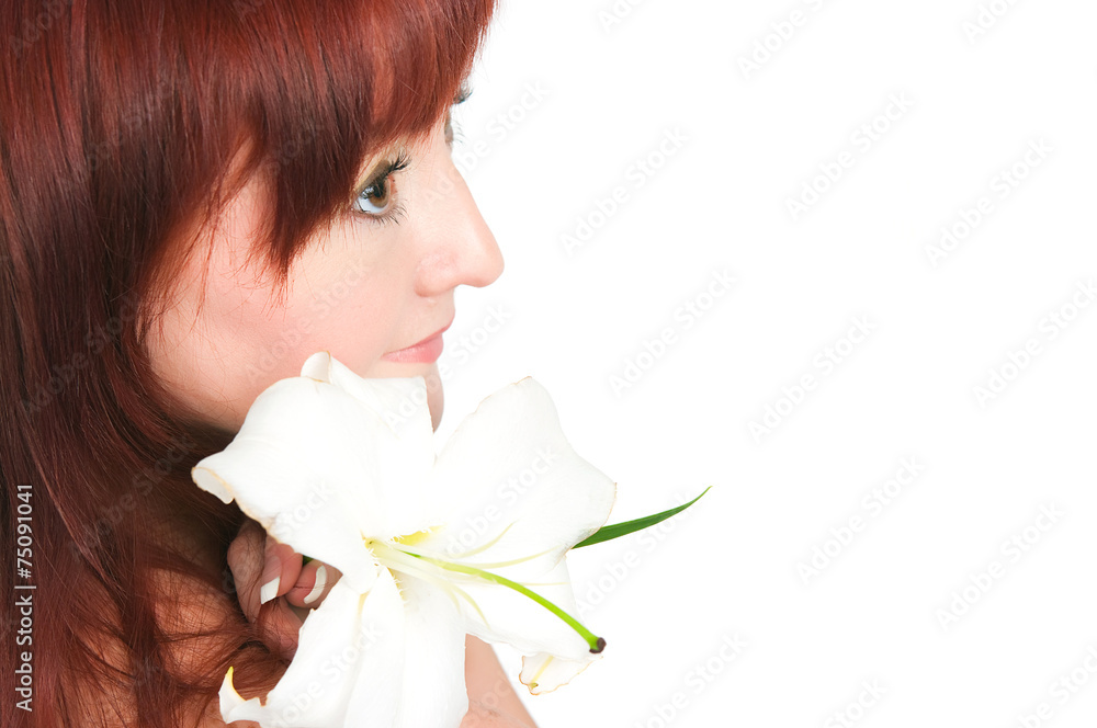 The girl with a lily flower