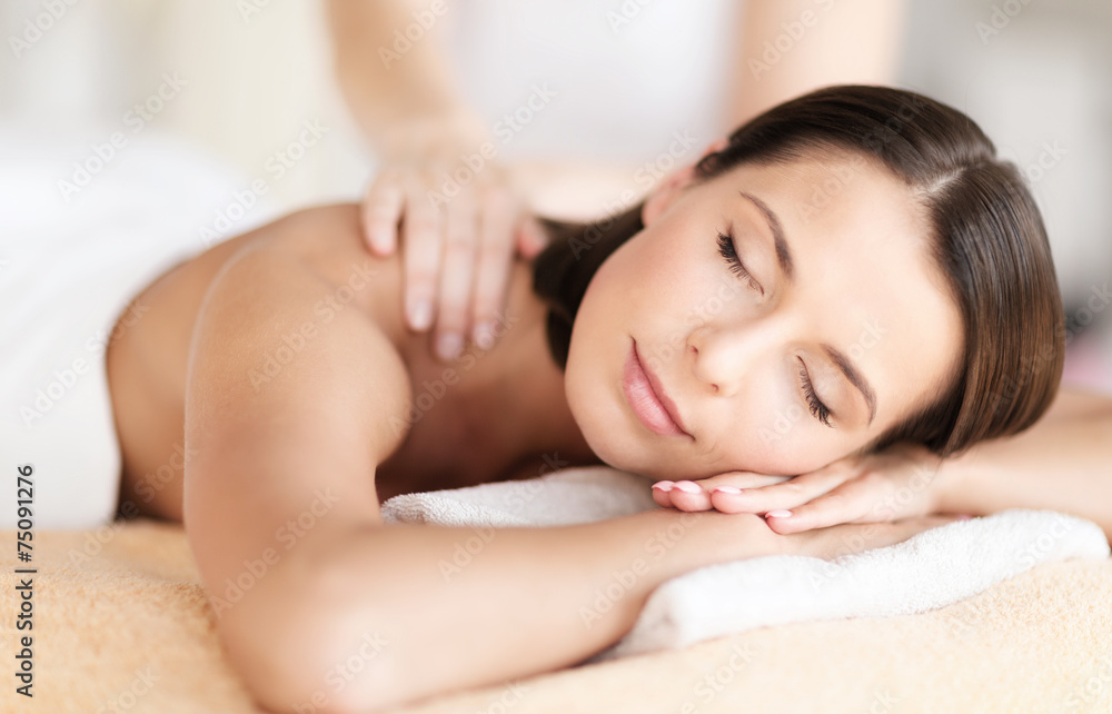 beautiful woman in spa salon getting massage beautiful woman in spa salon getting massage