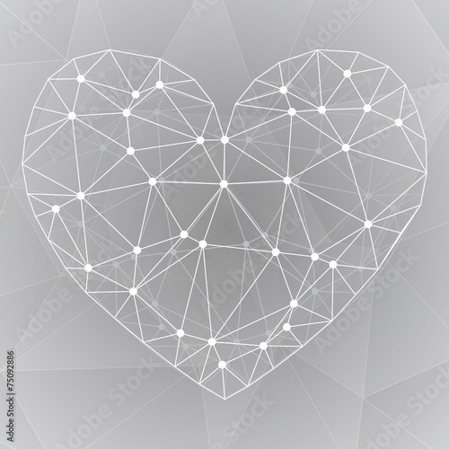 Geometric shapes heart.Template for Valentines Day.Abstract poly