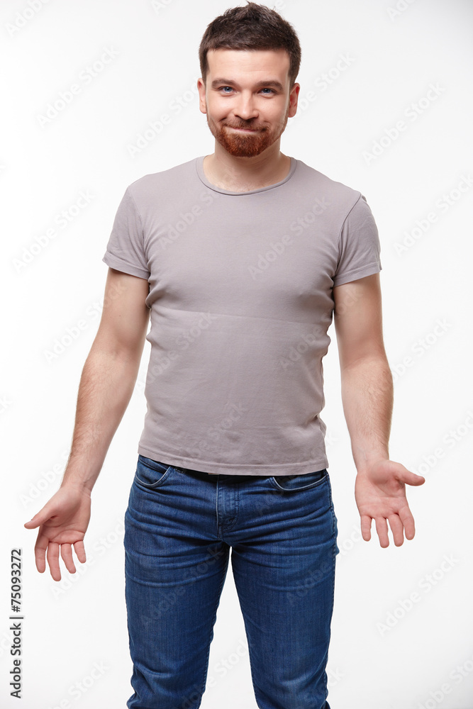 Fototapeta premium young man surprised, puzzled