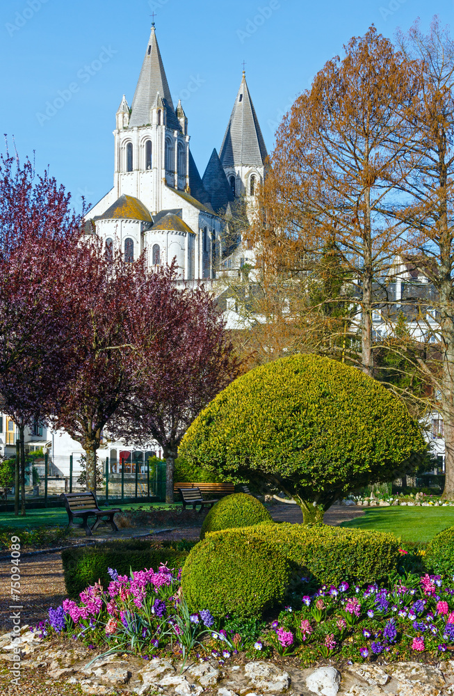 The spring public park in Loches town (France)