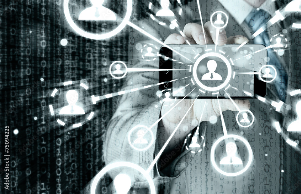 Business Hand holding a phone show the social network Business Hand holding a phone show the social network