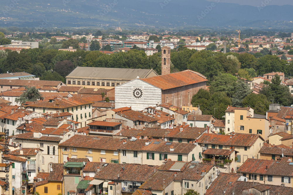 Lucca cityscape with church of San Francesco