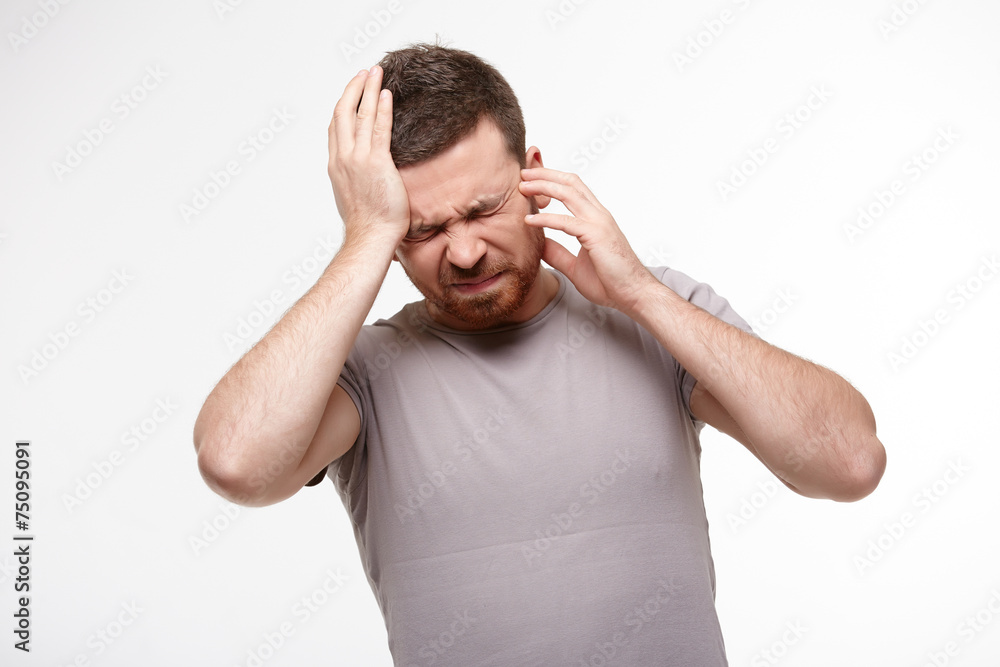 Naklejka premium the young men have a headache