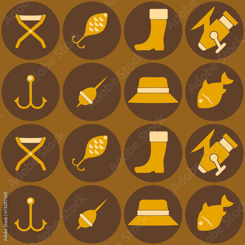 seamless background with fishing attributes