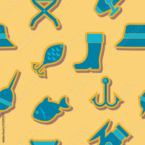 seamless background with fishing attributes