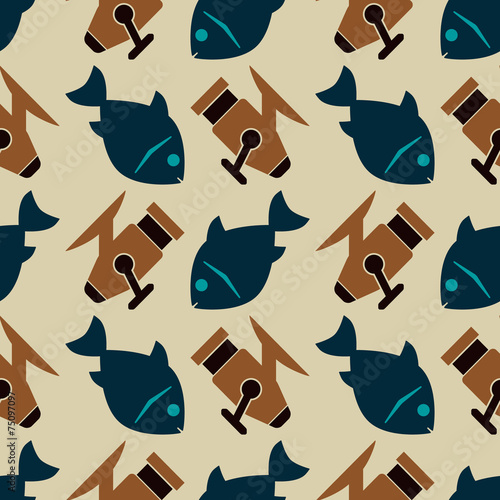 seamless background with fishing attributes