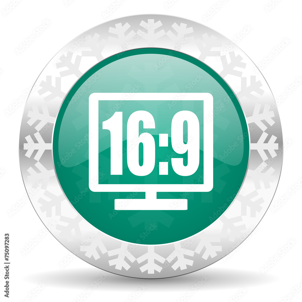 16 9 display green icon, christmas button