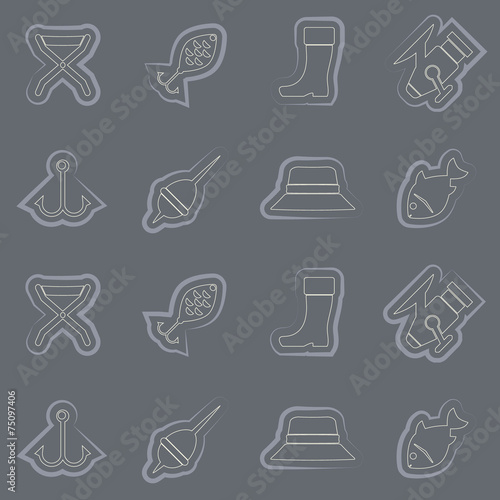 seamless background with fishing attributes