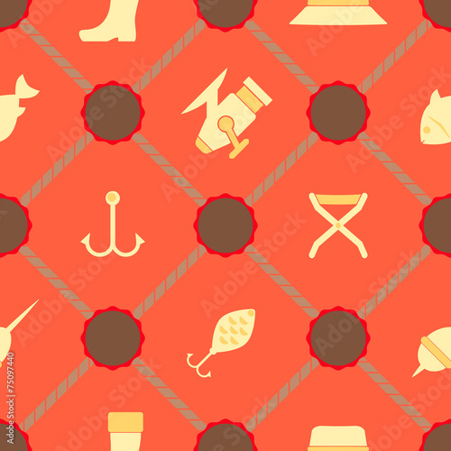 seamless background with fishing attributes