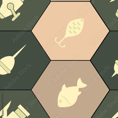 seamless background with fishing attributes