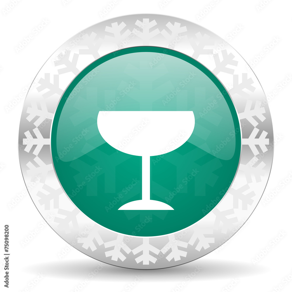 alcohol green icon, christmas button, glass sign alcohol green icon, christmas button, glass sign