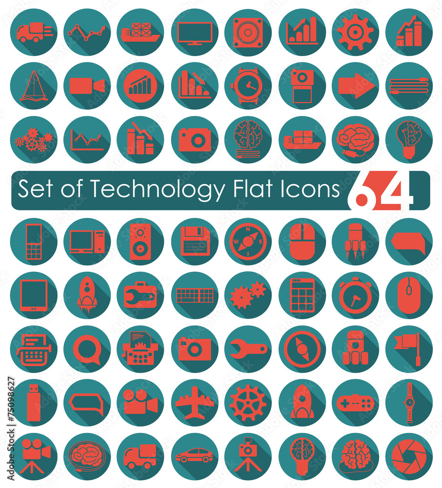 Set of technology flat icons Set of technology flat icons