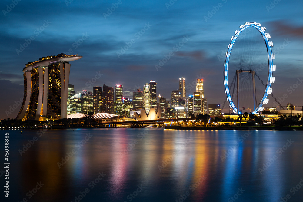Fototapeta premium Singapore's Skyline at Dusk