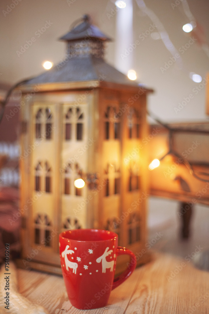 Christmas Room Interior Design with cup Indoors