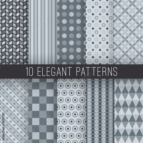 Grey elegant seamless patterns. Vector illustration