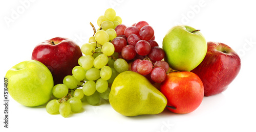Ripe fruits isolated on white background