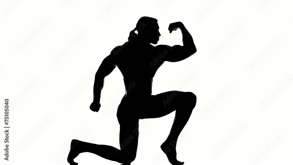 Realistic silhouettes of posing bodybuilders on white Realistic silhouettes of posing bodybuilders on white