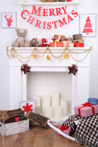 Decorated Christmas firepla...