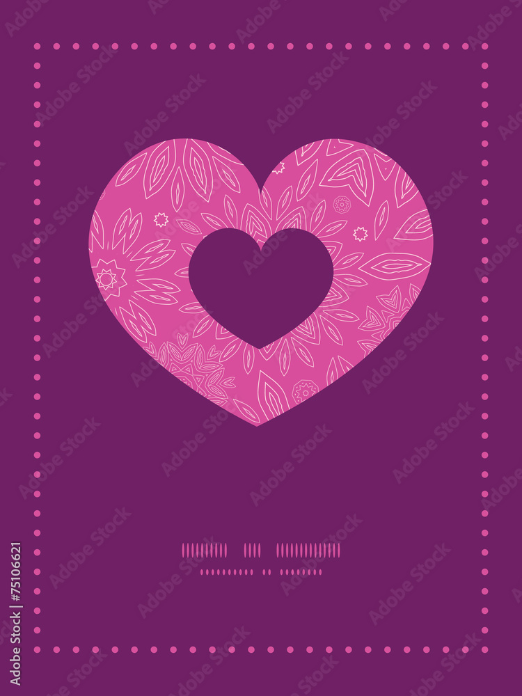 Vector pink abstract flowers texture heart symbol frame pattern Stock ...