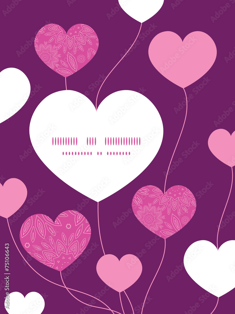 Vector pink abstract flowers texture heart symbol frame pattern