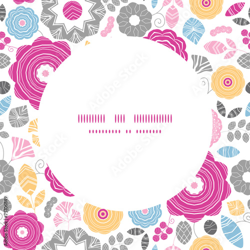 Vector vibrant floral scaterred frame seamless pattern