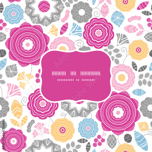 Vector vibrant floral scaterred frame seamless pattern