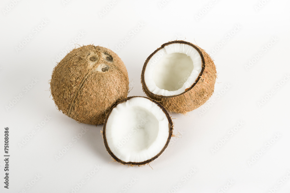 Coconuts on white
