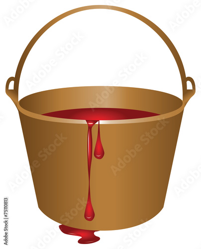 Bucket with red paint