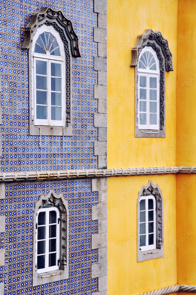 Colorful walls of Pena Castle, Sintra, Portugal