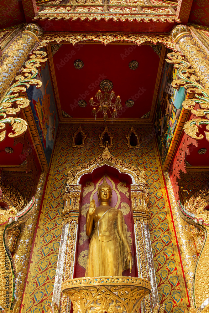 Golden Buddha statue in temple ,Thailand