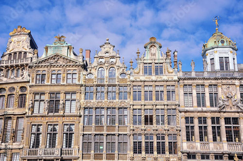 Facades of old buildings in Brussels Grand Market