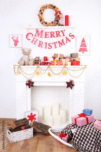 Decorated Christmas firepla...