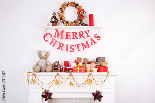 Decorated Christmas firepla...