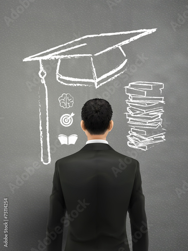 businessman with graduation cap