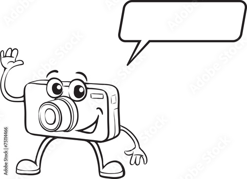 coloring book - cartoon photo camera character