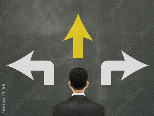businessman faces different choices
