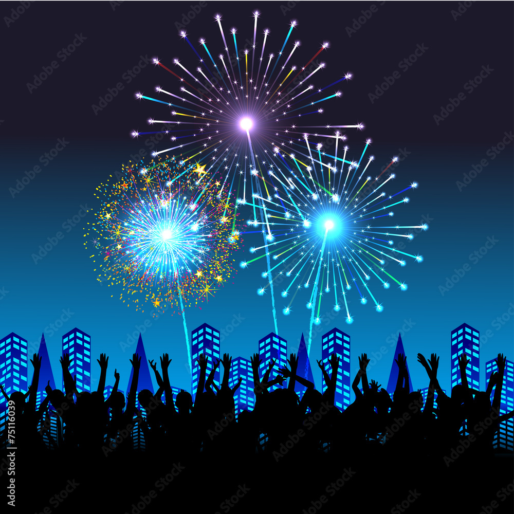 Happy New Year with fireworks background vector illustration Happy New Year with fireworks background vector illustration
