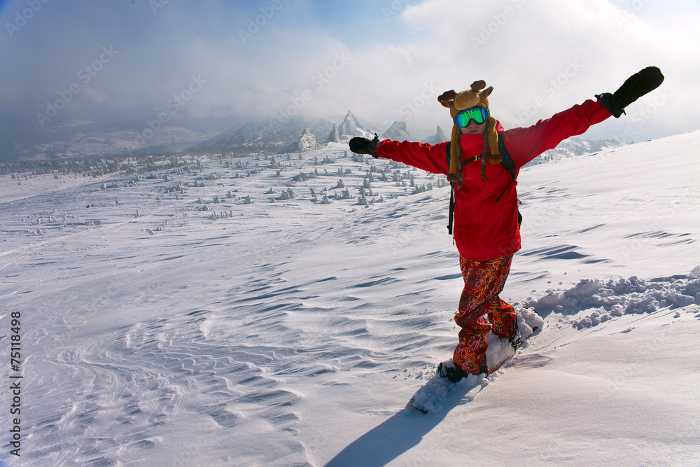 Snowboarder on the mountain