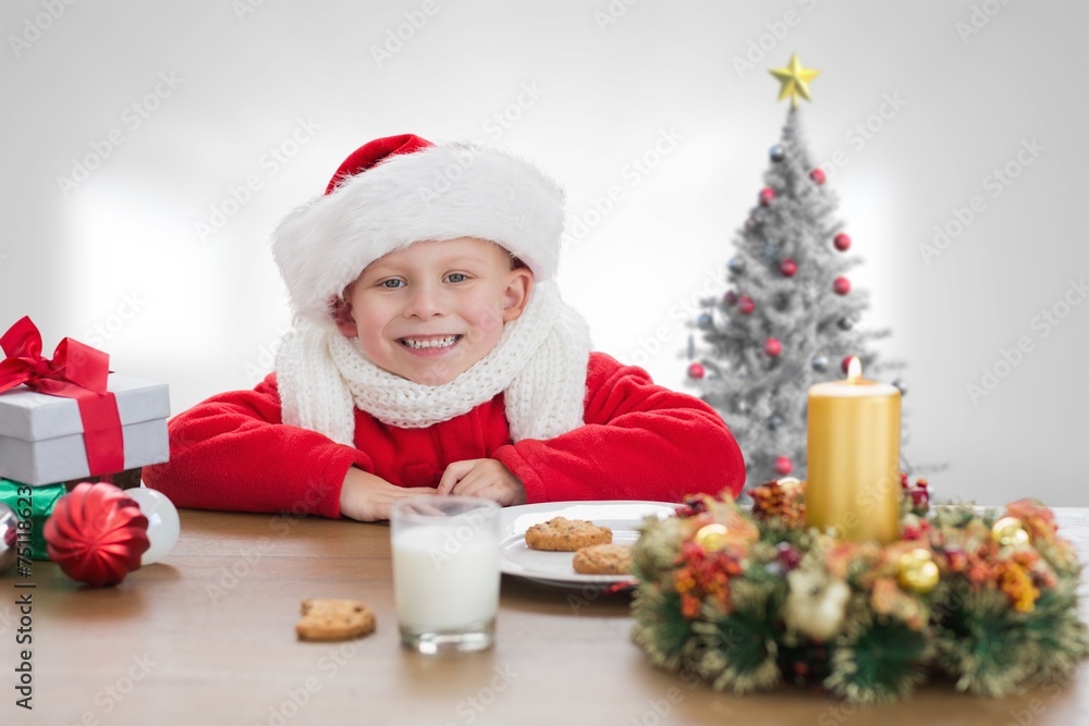 Composite image of cute boy smiling