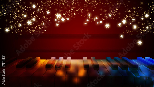 piano keys on bokeh colorful light