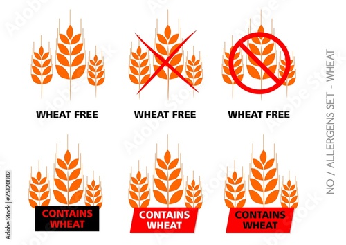 Brown Vector Wheat Free Signs isolated on white background
