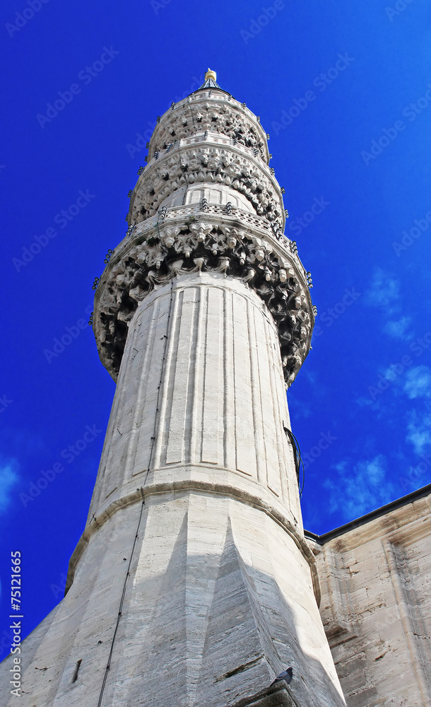 Minaret of Blue Mosque, Istanbul, Turkey