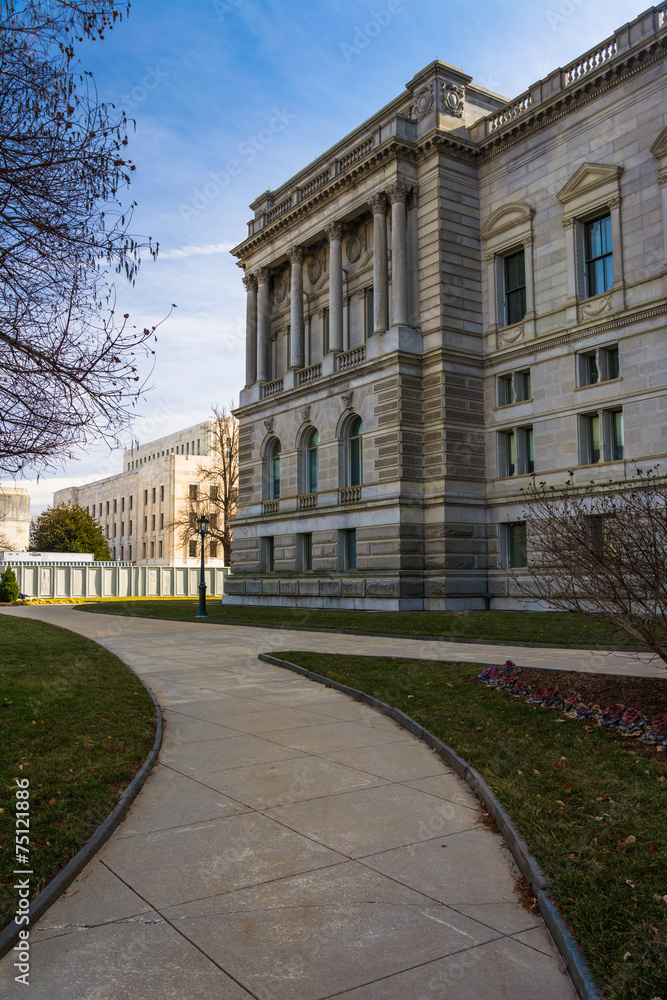 Walkway and the back of the Library of Congress in Washington, D