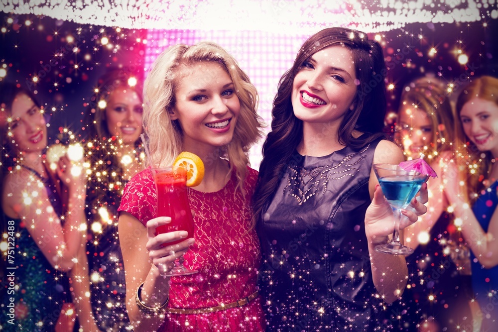 Composite image of friends drinking cocktails Composite image of friends drinking cocktails