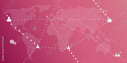 Red info graphic world connection people business