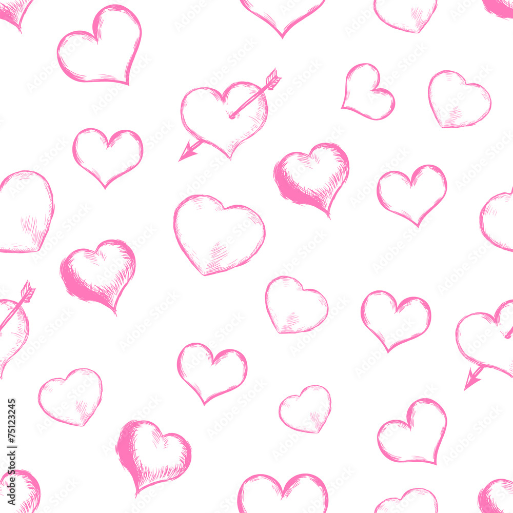 Vector Seamless Hearts Pattern Background