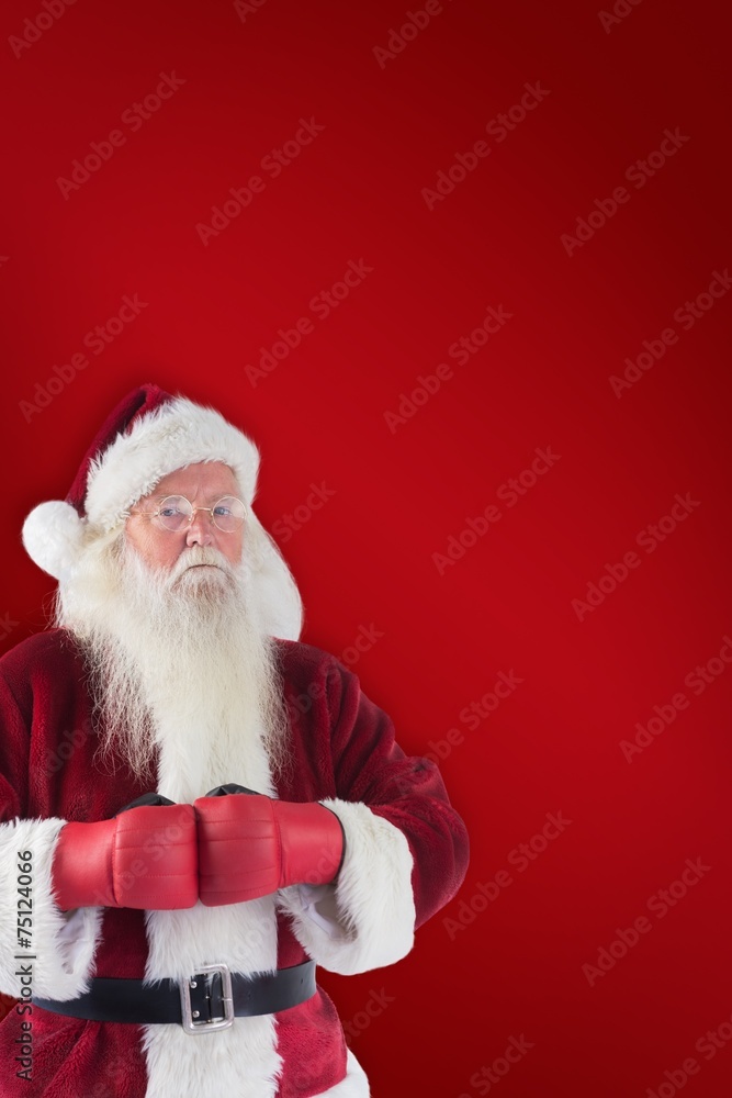 Composite image of santa claus wears boxing gloves Composite image of santa claus wears boxing gloves