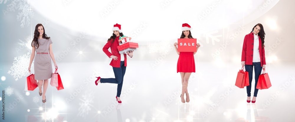 Composite image of different elegant brunettes Composite image of different elegant brunettes
