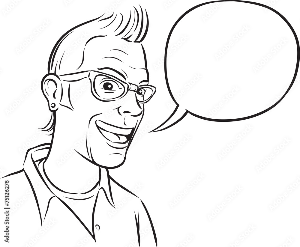 whiteboard drawing - portrait of a smiling geek whiteboard drawing - portrait of a smiling geek